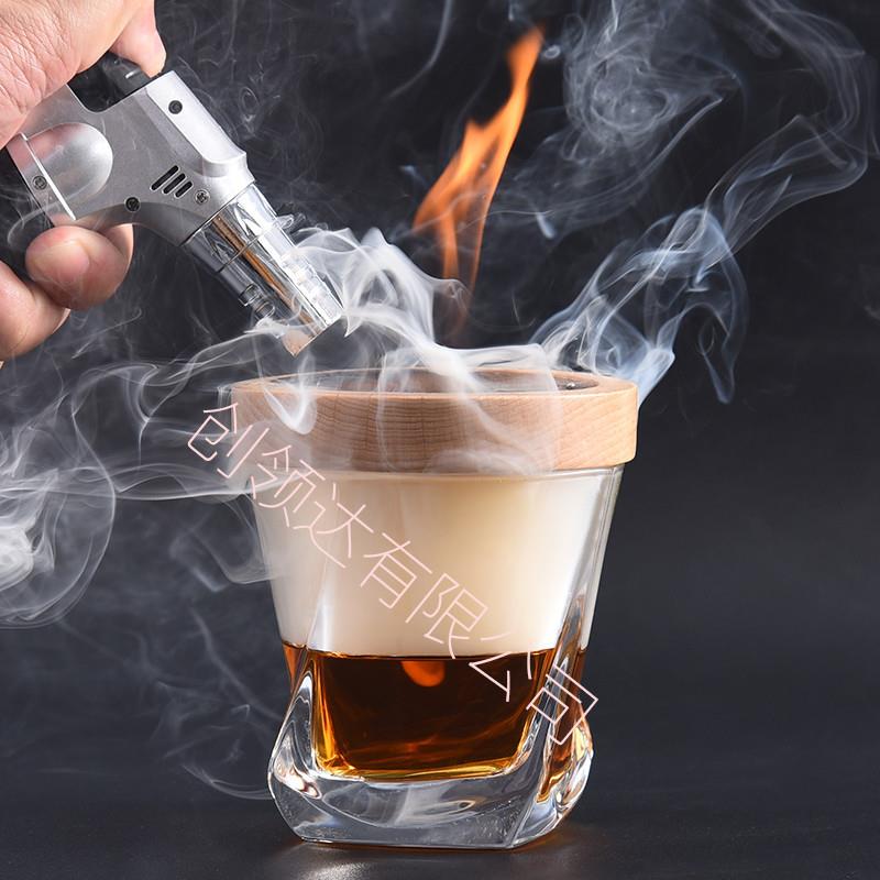 跨境酒吧调酒木烟熏器质圆形GH-058设具带计木盖鸡尾酒调制工套装