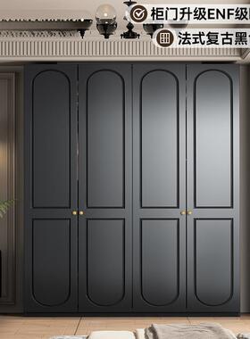 法式复古门衣顶柜20一24新款卧室VXE实木欧松板平开门环保到黑色