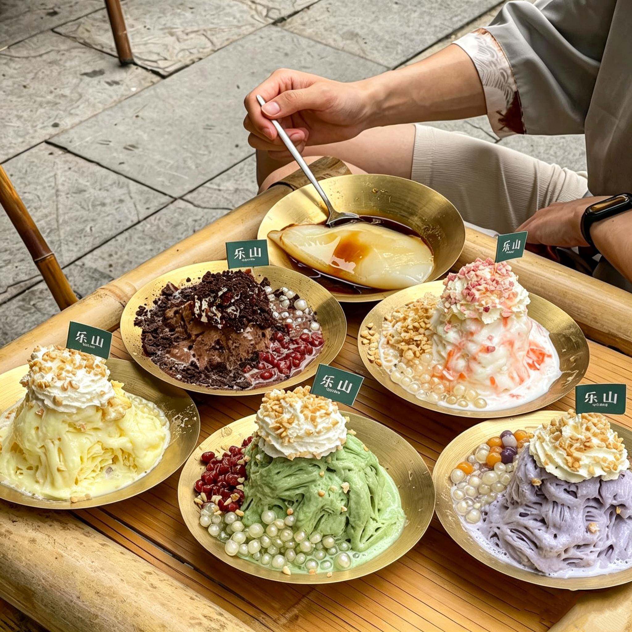 网红绵绵冰碗不锈钢盘火锅店创意特色甜品刨冰沙雪花水果斗笠盘子