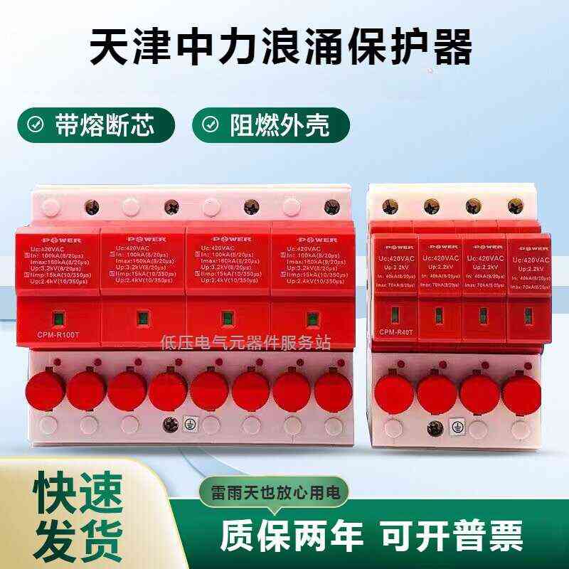 天津中力一级防雷器二级浪涌保护器CPM-R40T/4P-R65T-R100T熔断器