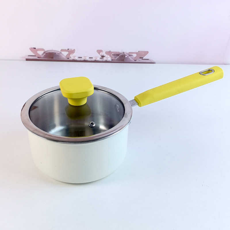 304三层钢奶锅不锈钢平底雪平锅18cm煮面锅不粘小汤锅磁灶通用