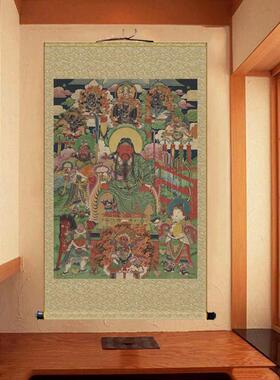 唐卡关公坐像挂画卷轴画中堂武财神关羽关二爷佛堂供奉装饰画壁画