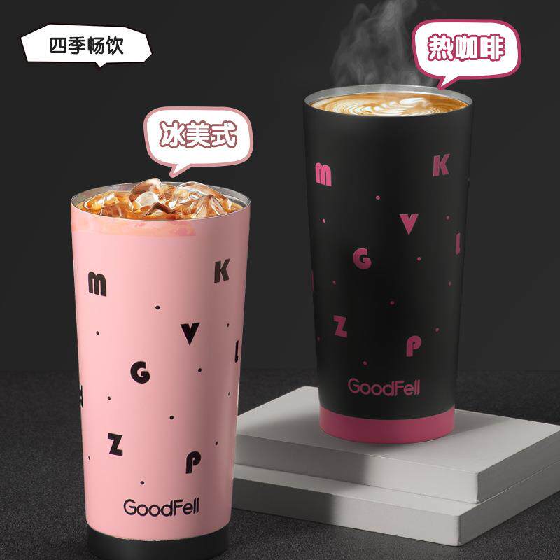 保温杯女生大容量陶瓷内胆咖啡杯高颜值学生便携吸管杯子2023新款