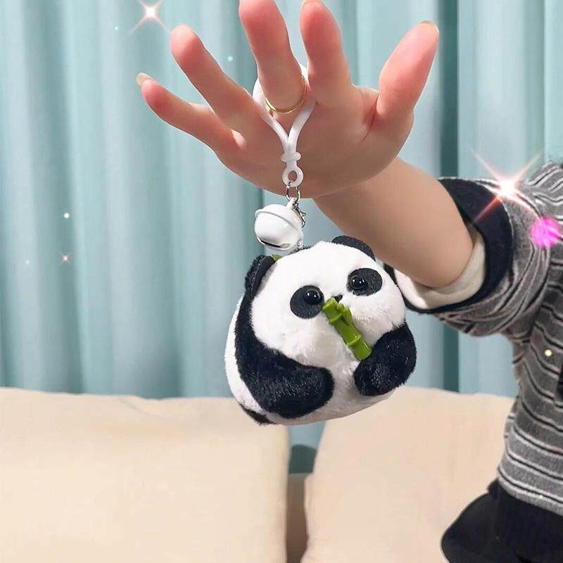 小熊猫挂件公仔拉绳旋转摇尾巴包包钥匙扣玩偶挂件女可爱创意个性