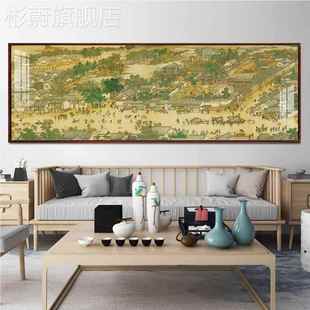 网红清明上河图装饰画挂画壁画沙发背景墙横版国名画画中式画轻奢