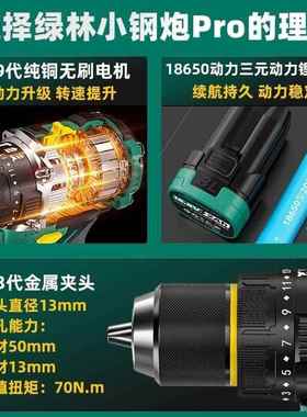 绿林动大钢P炮钻无刷冲ABW击手电钻打墙家用小型锂电电工具小钢炮