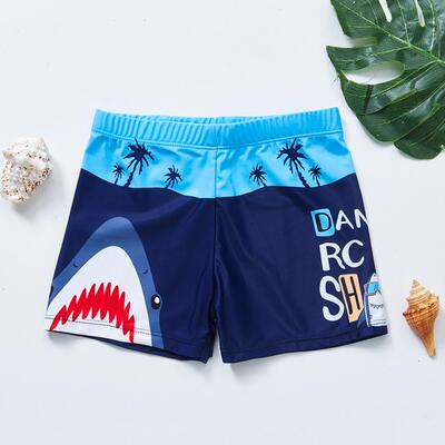 Boys' swim trunks, children's cartoon swim trunks, flat