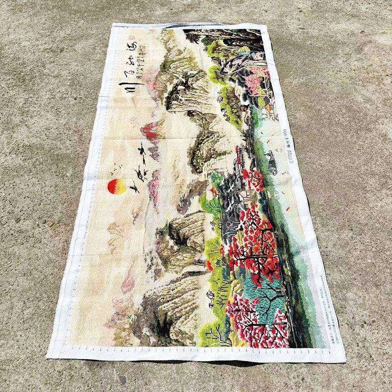 绣好的纯手工十字绣成品海纳百川现代中式山水风景挂画不带框F065
