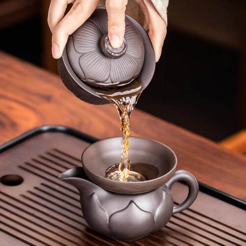 原矿紫砂功夫茶具套装家用中式覆古办公室会客轻奢茶壶茶杯小套组
