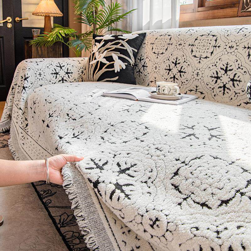 复古法式毛绒沙发盖布全包2026新款沙发套罩万能通用一片式沙发巾