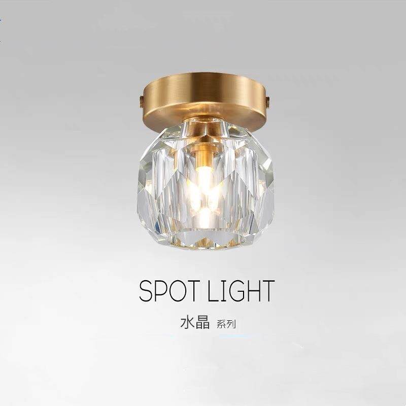 全铜水晶走廊过道灯后现代吧台玄关衣帽间小吸顶灯阳台
