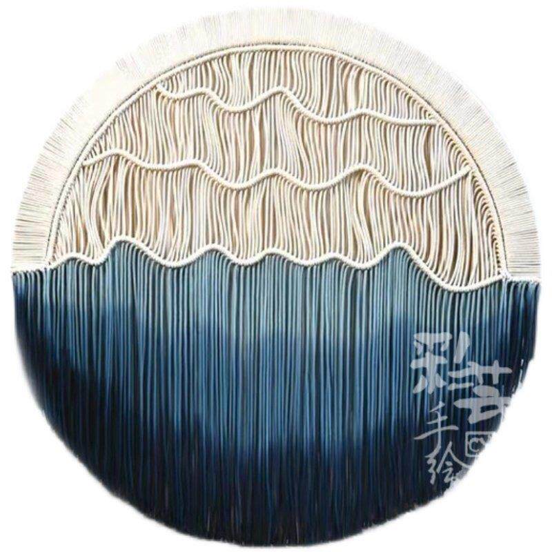 北欧纯手工染色圆形挂毯沙发卧室背景墙民宿软装ins挂画装饰挂布