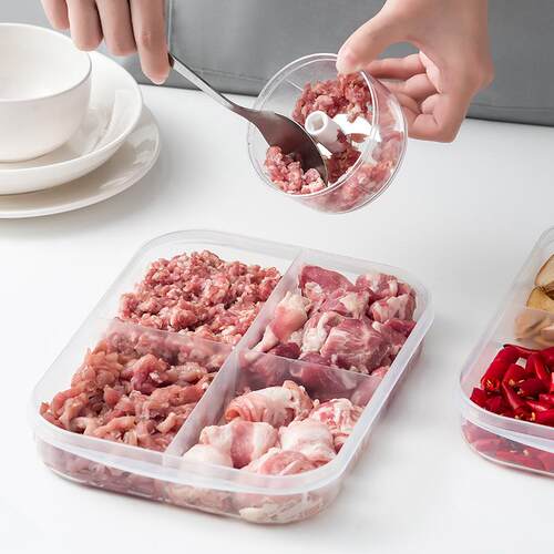 Meat storage box, four-compartment frozen meat box, sliced m