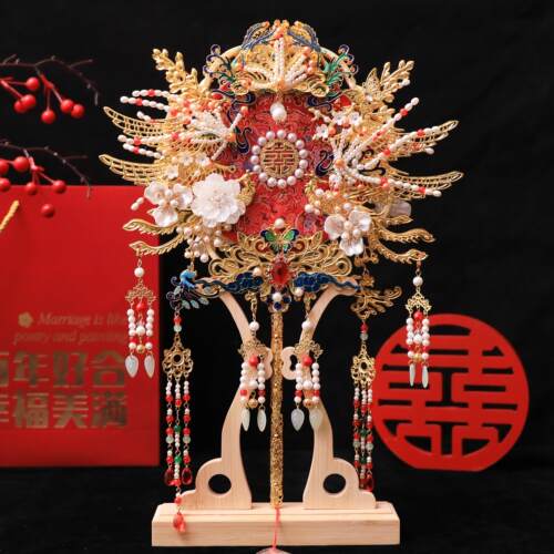 高端团扇新娘结婚扇子材料包diy双面高级秀禾喜扇婚礼物成品出嫁