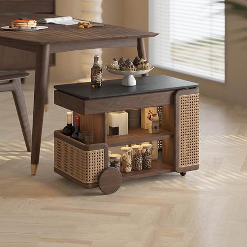 实木升降茶可移动小胡推巴士边几黑桃ESB木家用旋车转客厅沙发几