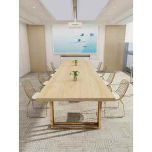 大型会议桌实木长桌现简约代TB 58911办公桌o业ft工风长方l形洽谈