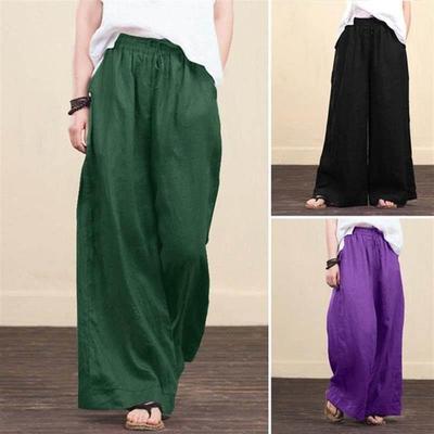 Cotton linen Wide-legged pants women loose trousers棉麻女裤
