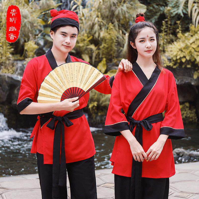 小二服装古装短袖套装演出酒店服务员女夏装汉服工作服男