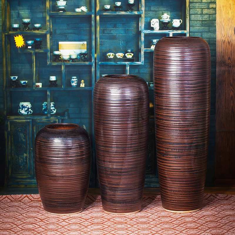 景德镇陶瓷大花瓶  陶瓷工艺品软装摆件 落地陶瓷花瓶三件套批发