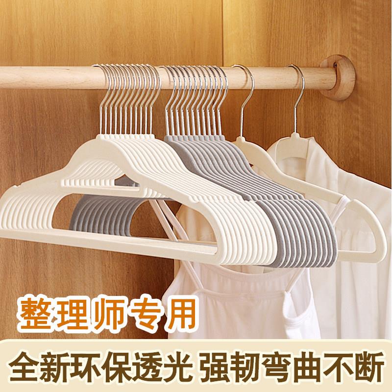 透光植绒衣架防滑无痕晾衣架子干湿两用家用衣柜整理师专用衣挂撑图片