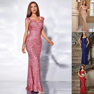 Women'S Elegant Blue Mermaid Prom Dress, Off-Shoulder Long
