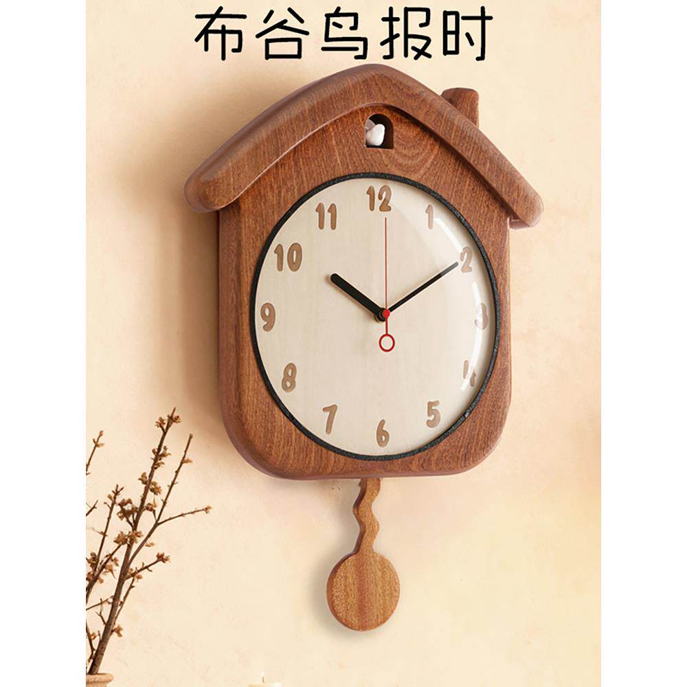 实木布谷鸟挂钟创意客厅钟表儿童卧室整点报时钟可爱房子时钟挂墙