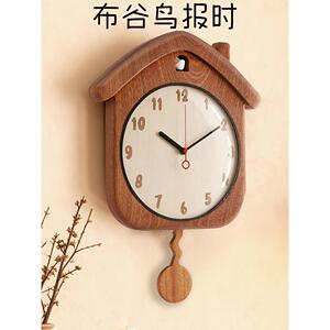 实木布谷鸟挂钟创意客厅钟表儿童卧室整点报时钟可爱房子时钟挂墙