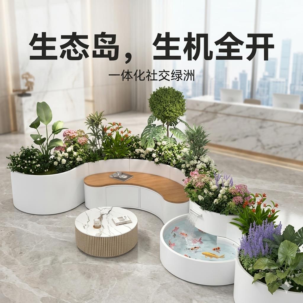 私家阳台庭院不锈钢花箱定制流鱼池植物共生花槽露台花园花坛别墅
