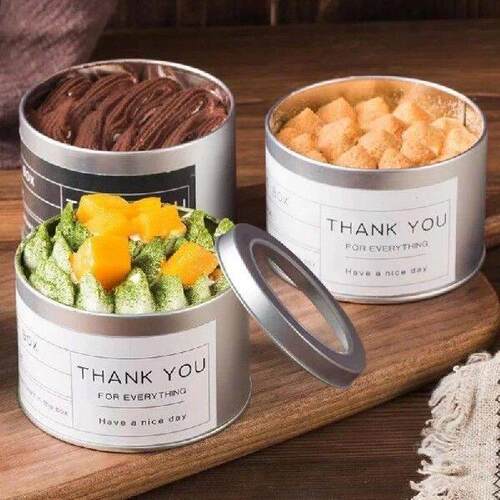 Round Square Tinplate Box Clear Window Iron Storage Box Tea