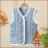 中老年新款 民族风网拉链洋气坎肩马夹 东北大花袄加绒棉马甲妈妈装