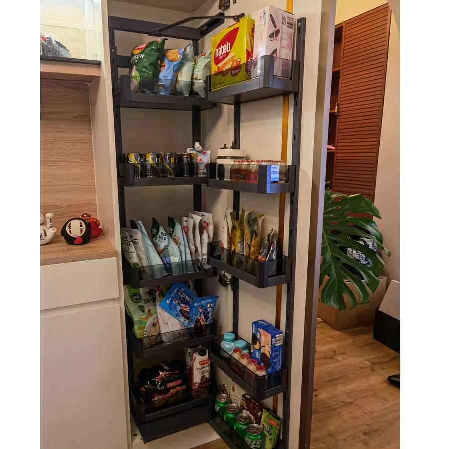 厨房大怪物储物柜联动拉篮置物架 餐边柜冰箱侧柜拉篮 零食柜极浅