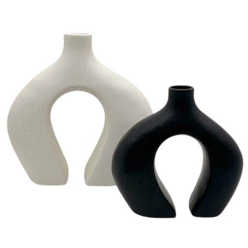 样板间客厅书柜简约创意软装摆件家居饰品曲形陶瓷雕塑BJ115-4-83