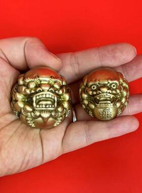 铜心铜意貔貅手球铜器摆件龙年覆古貔貅实心黄铜核桃手把件礼物