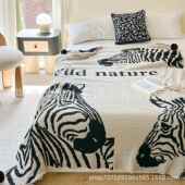 毯北欧斑纹半边绒马针织盖毯发毯办公室午睡空调毯BBRTZ 6露营沙