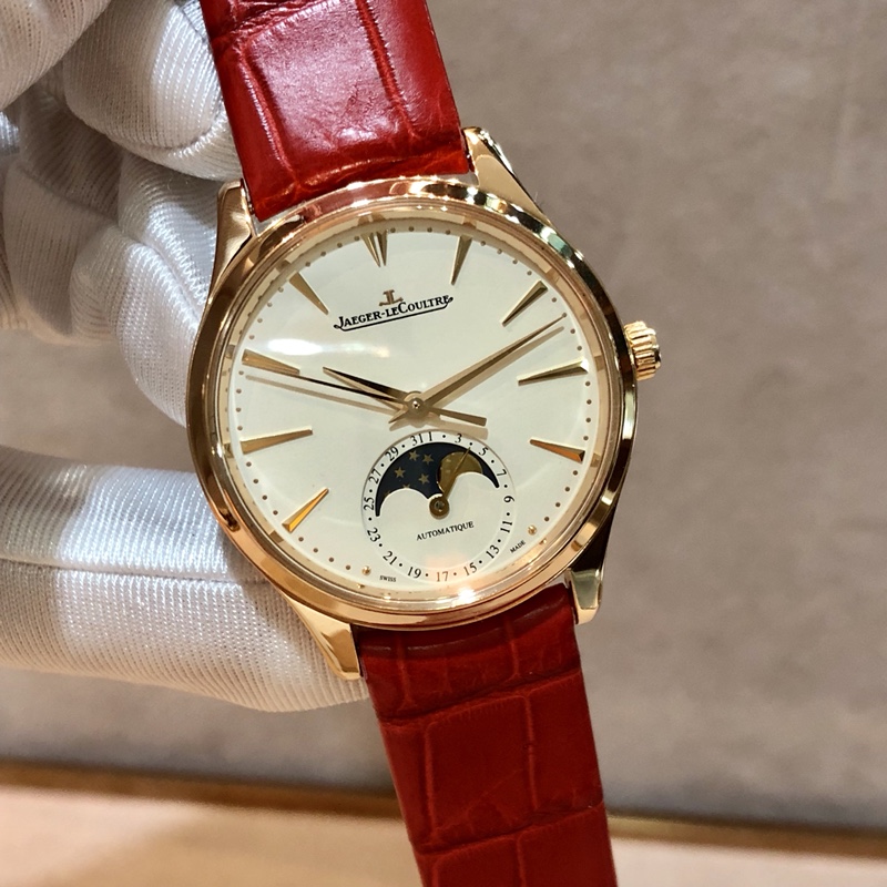 [9.8新积家大师手表玫瑰金月相自动机械女士手表1252520表径34mm