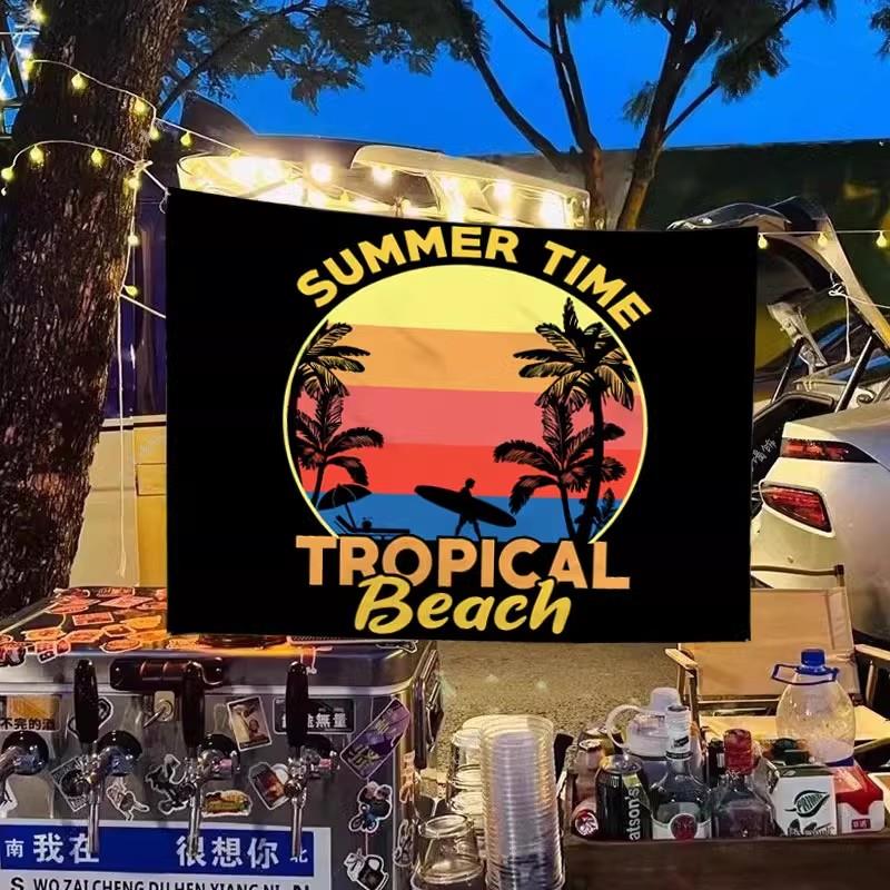 美式复古挂布背景布户外氛围感布置露营风营地摆摊装饰广告布定制