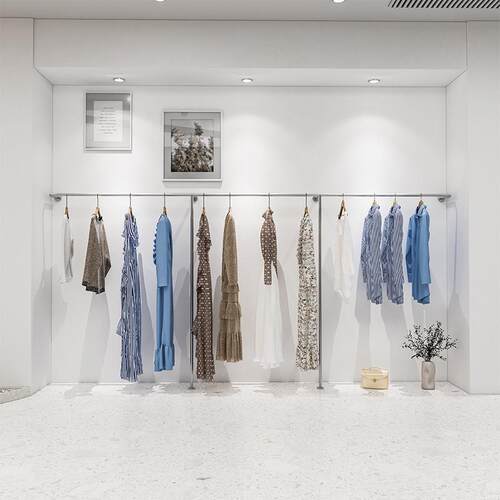 服装店展示架上墙不锈钢拉丝女装店侧挂陈列架服装架货架挂衣架子