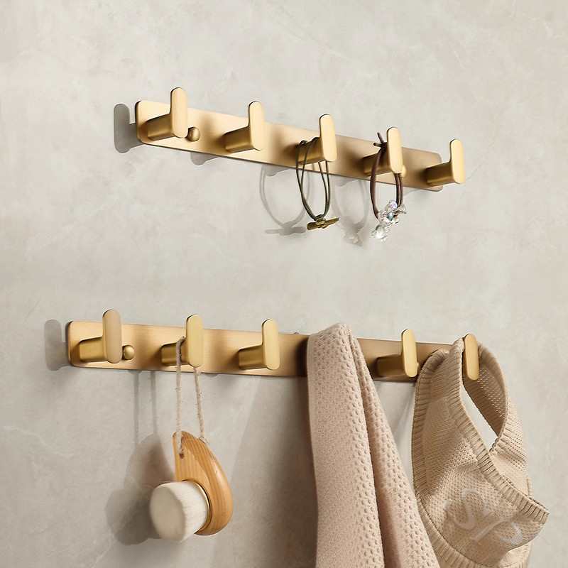 卫生间全铜排钩金色衣帽钩浴室门后挂钩轻奢创意衣钩免打孔衣服钩