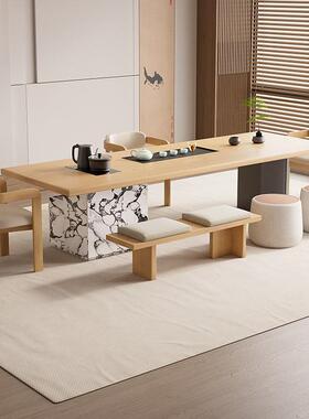 现代简约岛台一实木桌椅中新式客厅办公室泡茶一体KLH茶桌茶茶台