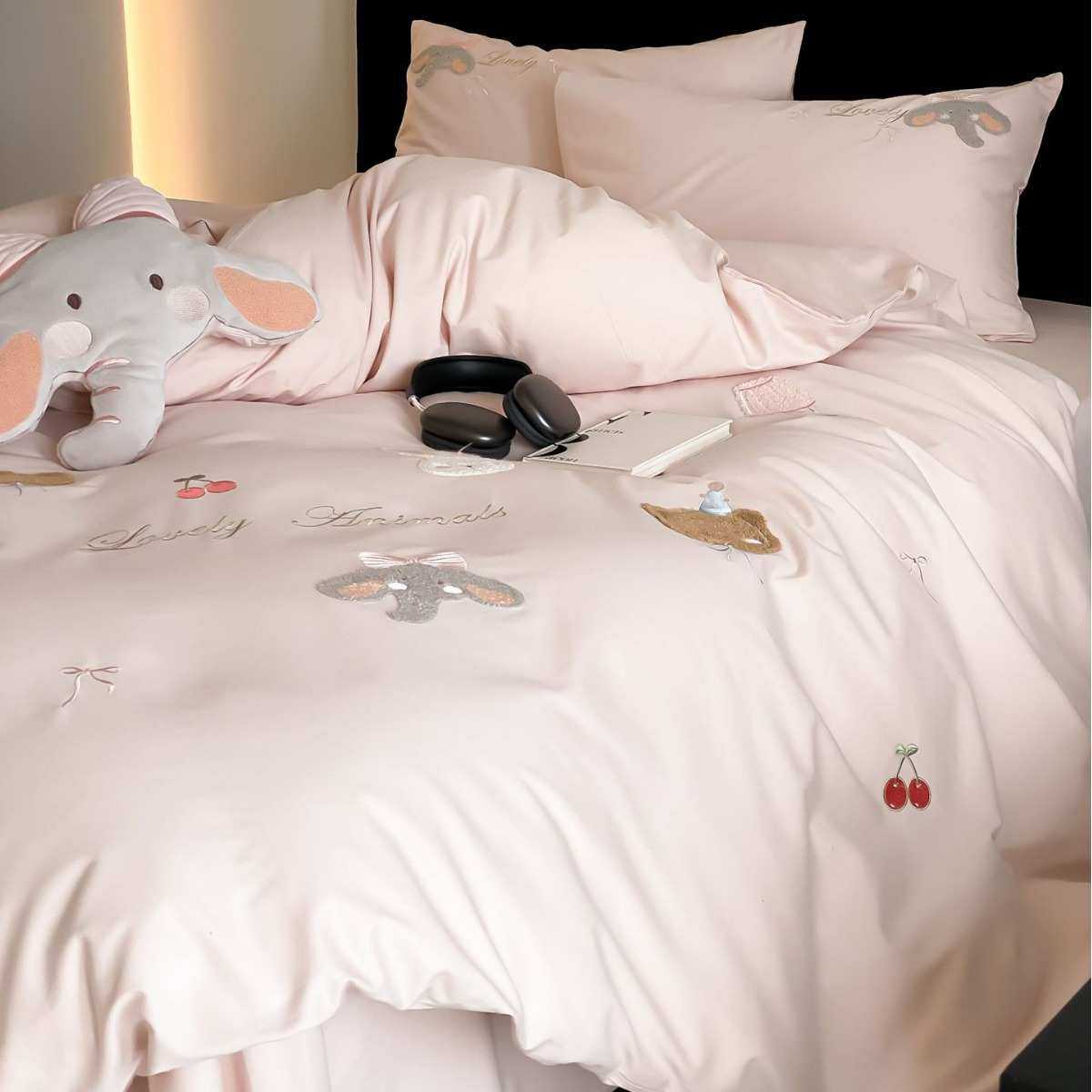 秋冬加厚100S全棉磨毛四件套可爱小象刺绣卡通儿童床上用品1.8,床上用品,床品套件/四件套/多件套,淘宝优惠券,粉丝福利购,淘宝优惠卷