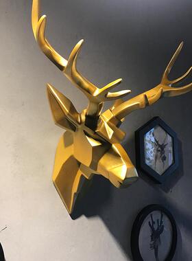 供应复古鹿头壁挂 家居树脂动物头装饰 仿真欧式工艺挂件创意壁饰