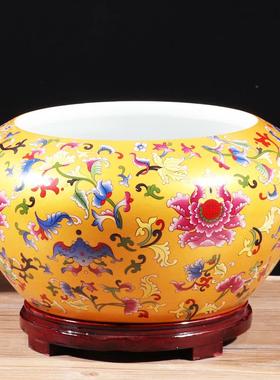 正品德景装镇陶瓷聚宝盆风水招财客玄关桌面饰中式摆厅件开业礼品