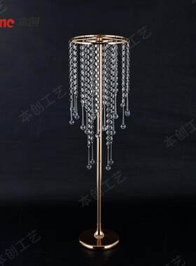 跨境热卖欧式浪漫婚庆水晶花架西餐主桌装饰摆件婚礼路引金属花架