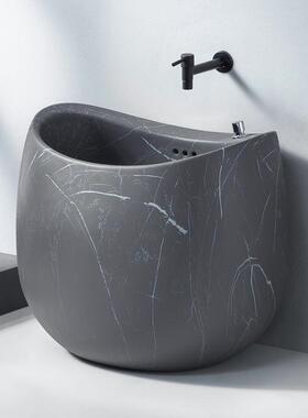 9sa蛋型灰色岩板纹陶瓷拖把池户外庭院拖布池家用阳台卫生间墩布