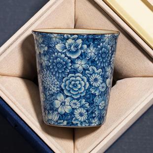 老陶泥万花立时杯家用高档精致主人杯大容量品茗杯茶盏喝茶杯