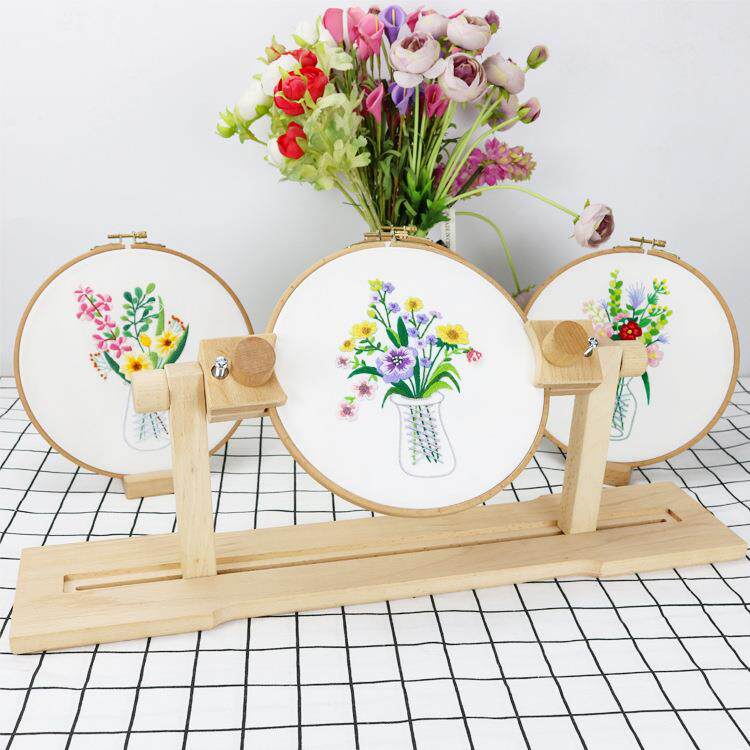 家用榉木台式可调节绣架刺绣十字绣简易榉木桌面式绣架