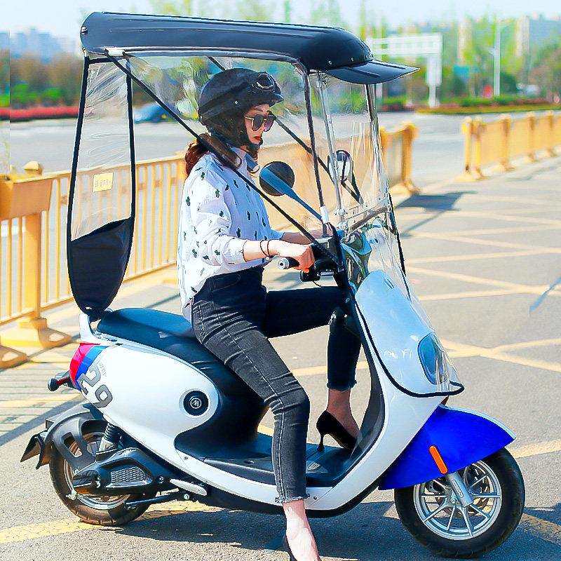 电动车雨棚篷新款加长带小孩防晒挡风罩全封遮阳电动车遮雨棚