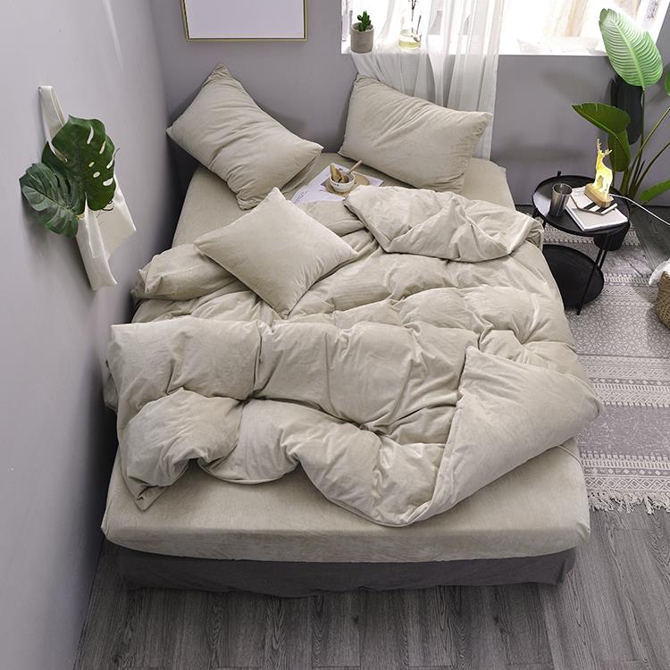 高档冬秋加保暖天鹅绒双绒面珊瑚绒四件套防静电短毛床单被厚套三