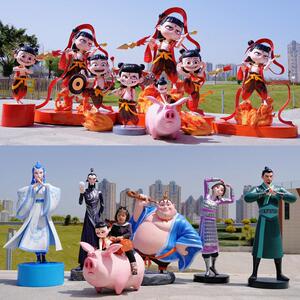 景区哪咤魔童闹海降世玻璃钢雕塑商场影院敖丙敖光太乙人物大摆件