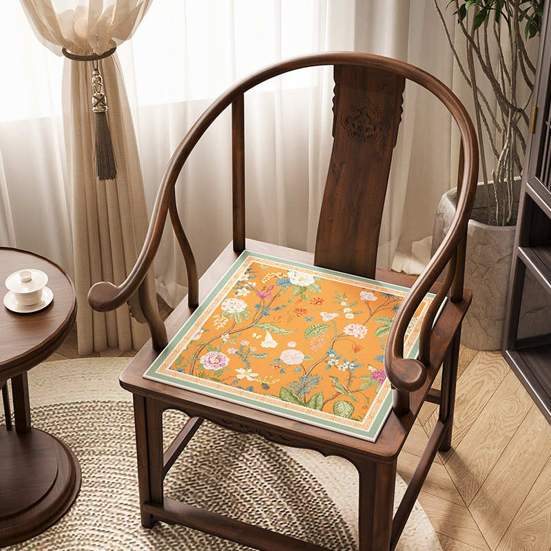 青花瓷系列冰丝坐垫夏季凉垫通风透气办公室中式座椅垫凉席沙发垫